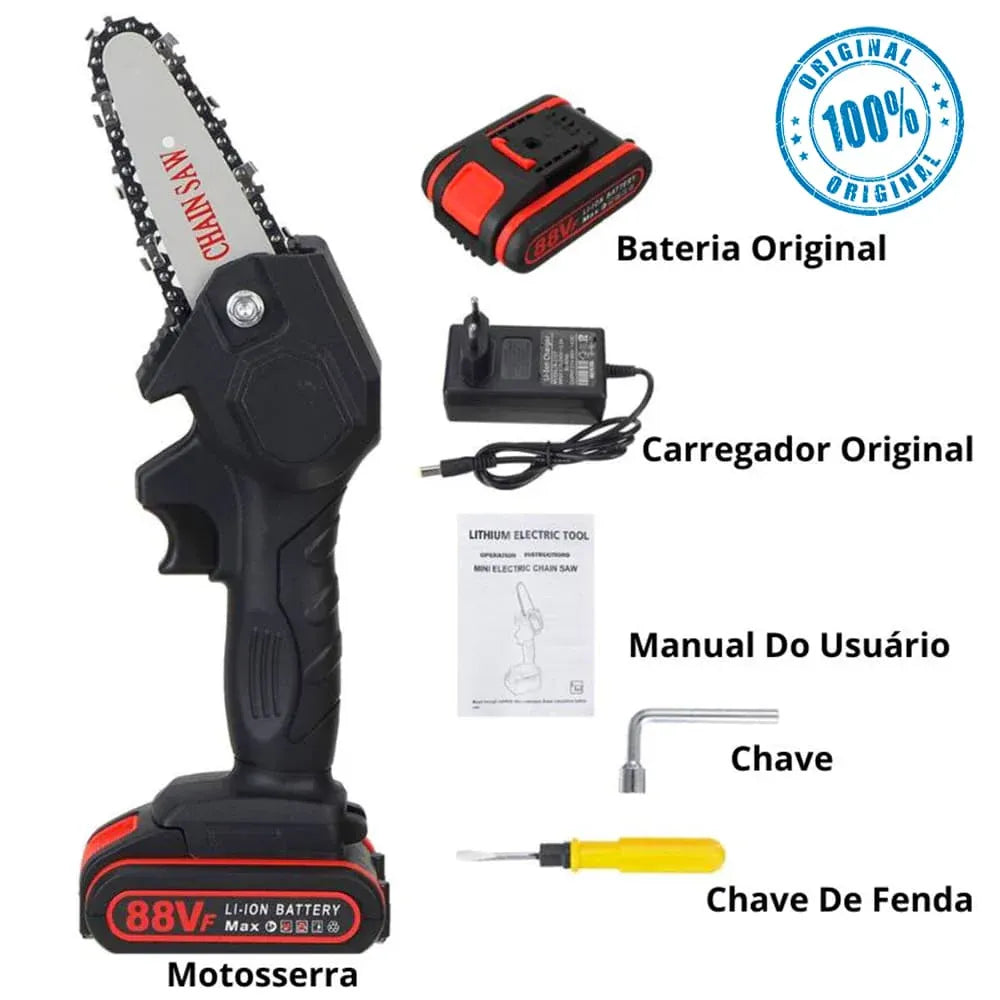 Mini Motosserra Portátil Elétrica a Bateria