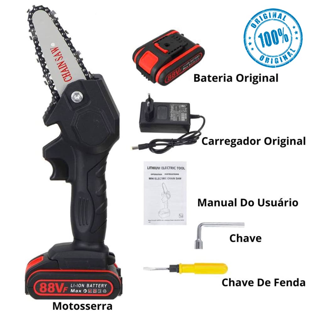 Mini Motosserra Portátil Elétrica a Bateria