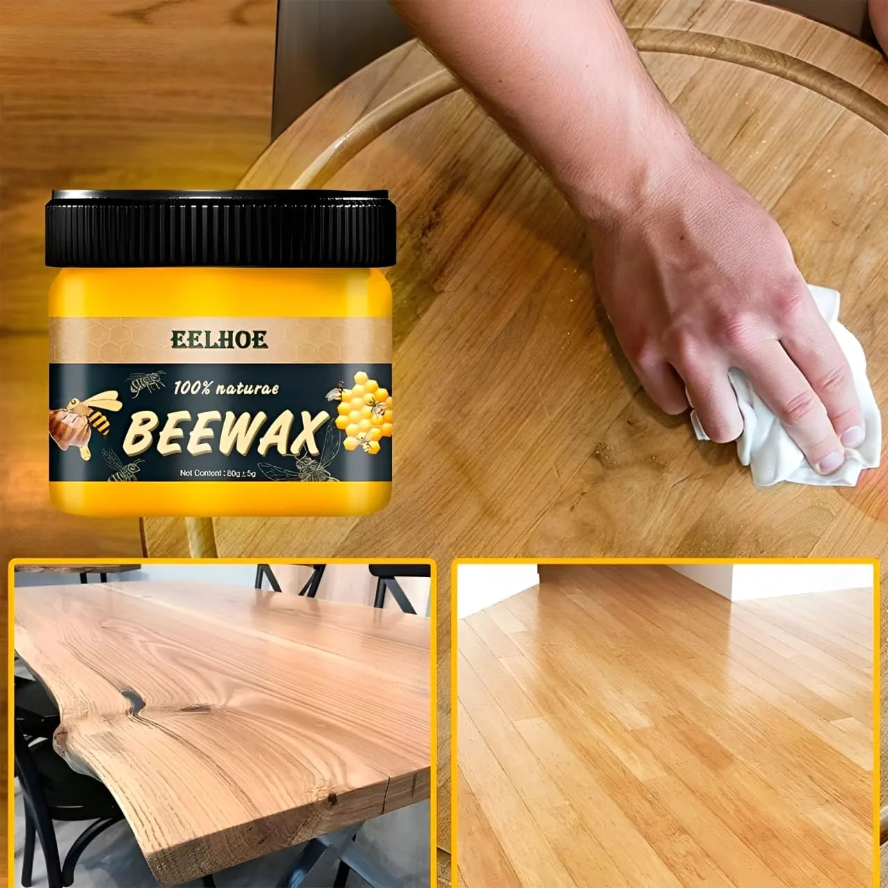 BeeWax - Cera de Abelha Que Restaura Móveis de Madeira e Polimento