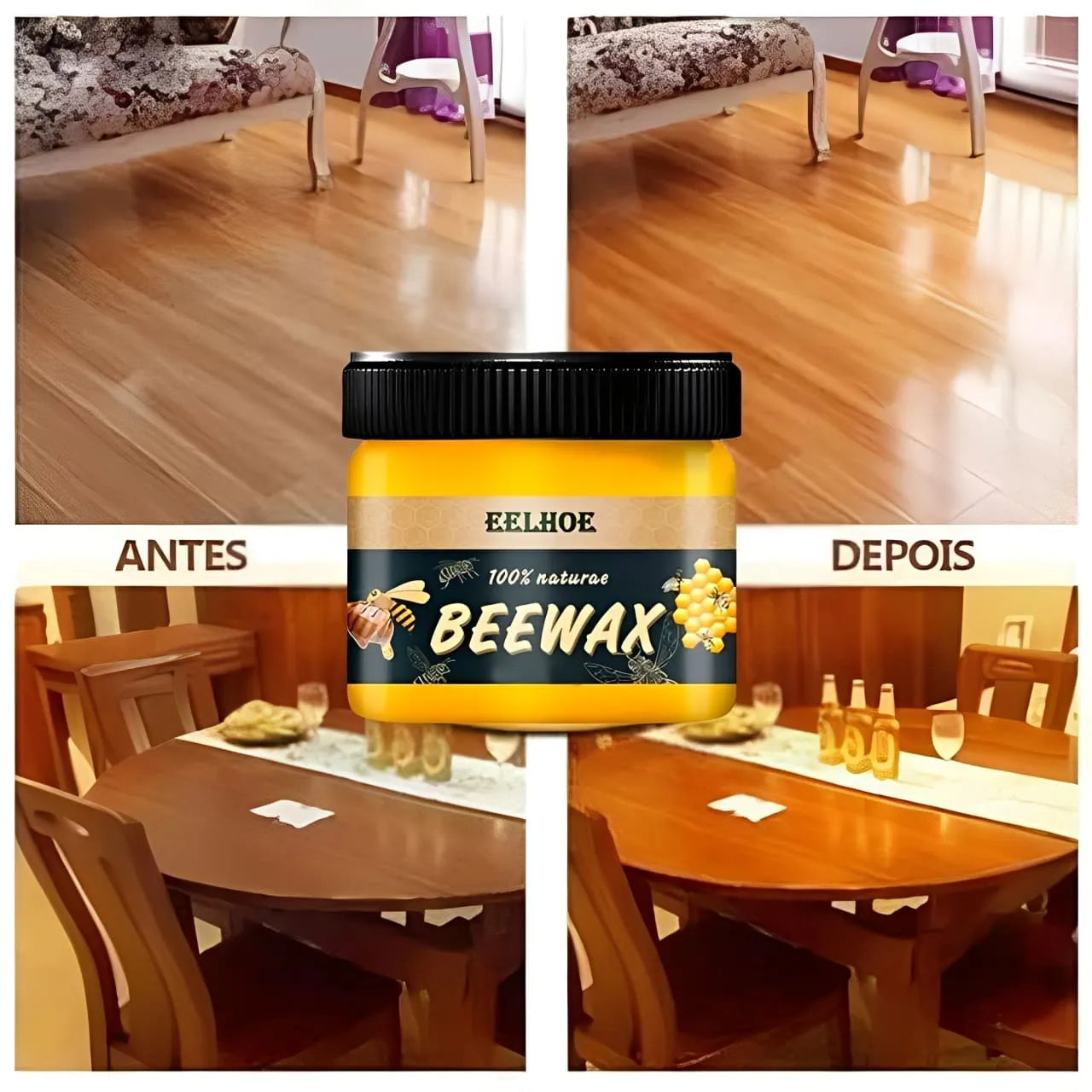 BeeWax - Cera de Abelha Que Restaura Móveis de Madeira e Polimento